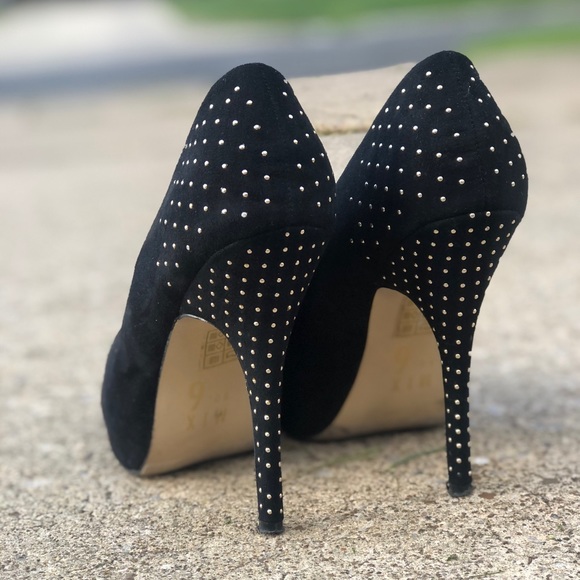 Platform Pumps - Black with Gold Studs - Picture 3 of 13